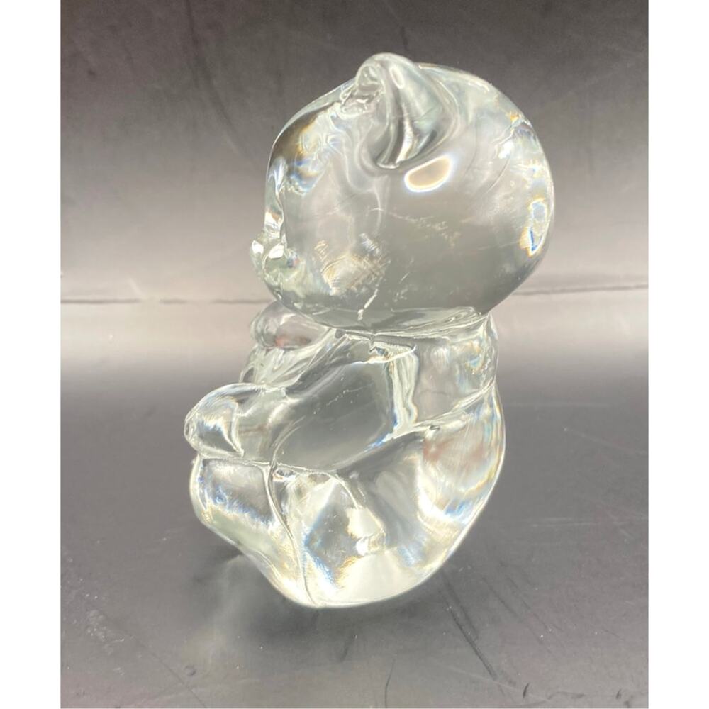 Fenton Clear Glass Art Sitting Bear 3 3/4" Tall Solid Paperweight Decorative - Picture 6 of 10